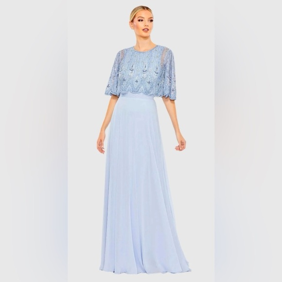 MAC DUGGAL 9181 NWT Beaded Overlay A-Line Gown - Picture 1 of 6
